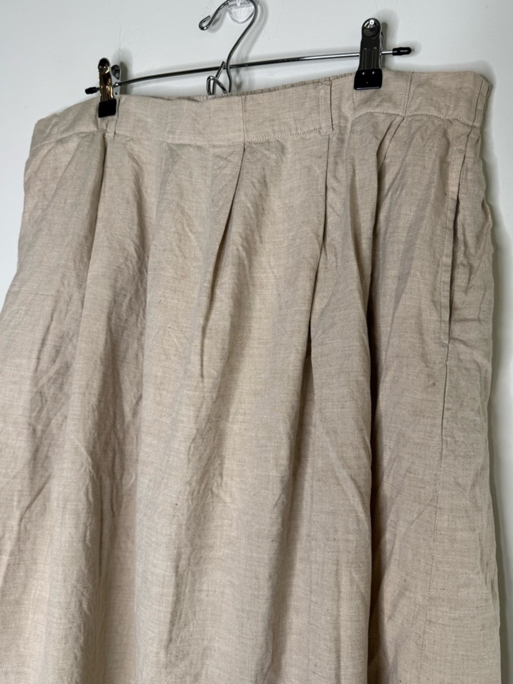 Plus Size 20 Linen Cotton Tan Midi Orvis Skirt Pockets Vintage Beach Coastal - Picture 4 of 5